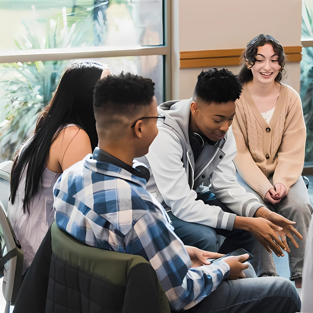 Youth sitting in restorative circle talking