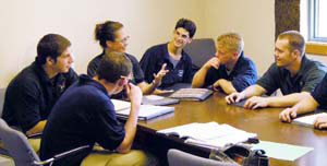 Youth participate in a restorative circle at Lookout Mountain Youth Services Center, in Golden, Colorado, U.S.A.