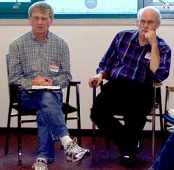 CoSA volunteers Bernie Martens (left) and Wayne Northey participate in a training event in Abbotsford, British Columbia, Canada.