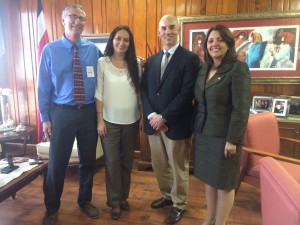 From right to left: Magistrate Doris Arias Madrigal, IIRP President John Bailie, Lourdes Espinach, coordinator of the Costa Rica National Restorative Justice Program, and IIRP Representative Miguel Tello.